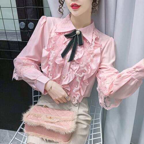 Spring Casual Ruffle Blouse Shirt Autumn Winter Long Sleeve Women Shirts Elegant Office Cardigan Lady Clothing Button Tops Blusa