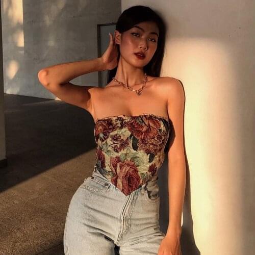 Tops Women Fashion Flower Print Elastic Band Backless Tube Top Summer Sexy Streetwear Party Club Breast Wrap