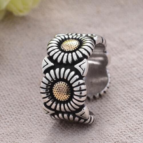 2021 New Arrival 100% 925 Sterling Silver Elegant Sunflower Ladies Ring Original Jewelry For Women Birthday Gift No Fade