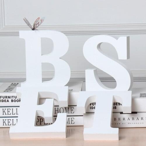 1pc Personalised Name Design White Alphabet Diy Freestanding Wood Wooden Letters Wedding Birthday Party Home Decorations