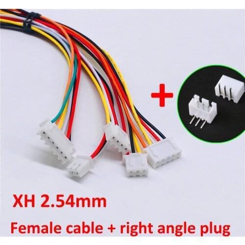 10Sets JST XH2.54 XH 2.54mm Wire Cable Connector 2/3/4/5/6 Pin Pitch Male Female Plug Curved Needle Socket Wire 26AWG