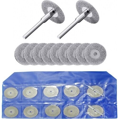 12Pcs Sharp Diamond Cut Off Rotary Tool Cutting Disc Disks DIY Tools Accessories For Dremel With 2Pcs Rod