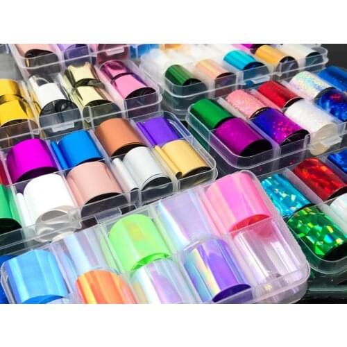 10pc Nail Transfer foil Silver, Copper, Gold, rose gold, Aqua blue, light green, red,10sheets /Box ( 2.5x100cm )deco foil Nail