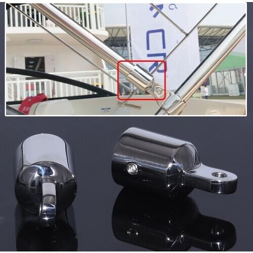 2Pcs Grade 316 Stainless Bimini Top Eye End Cap Fitting Hardware For 22mm Pipe Marine Boat Yacht External Eye End Canopy Tube