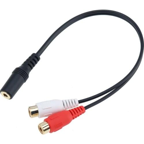 3.5mm Stereo Audio Female Jack to Double Lotus 2 RCA Female Socket 3.5 mm To 2RCA Splitter Adapter Cable For Headphone 100pcs