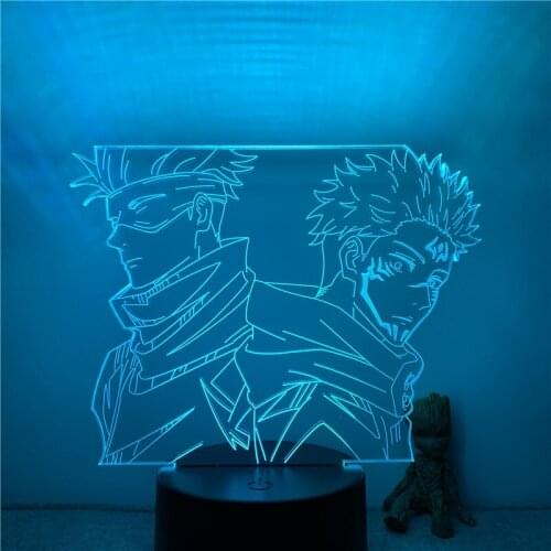 3D Nightlight Anime Jujutsu Kaisen Ryomen Sukuna Gojo Satoru Action Figure 7 Colors Touch Optical Illusion Table Lamp Gift Decor