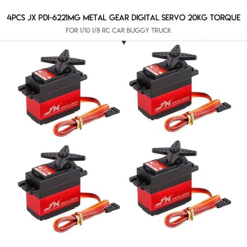 4pcs JX PDI-6221MG Metal Gear Digital Servo 20kg Torque Aluminums Case for 1:10 1:8 RC Car Truck Parts