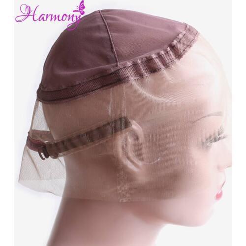 5pcs/lot Brown 360 Full Lace Making Wig Caps Hand Made Swiss Lace With Adjustable Straps For Making 360 Wig