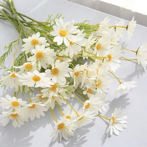 5 head artificial flowers white daisy non-woven long branch orange purple garden wedding bride home High-end fake flowers