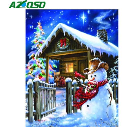 AZQSD Christmas Diamond Painting Snowman Full Square Picture Of Rhinestones 5d Diy Handicrafts Gift Needlework Home Decoration