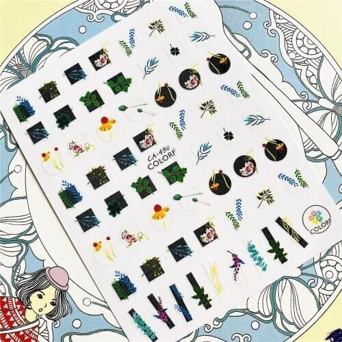CA-490 CA-498 Flower plant bonsai 3D Back glue Nail Art Stickers Decals Sliders Nail ornament decoration
