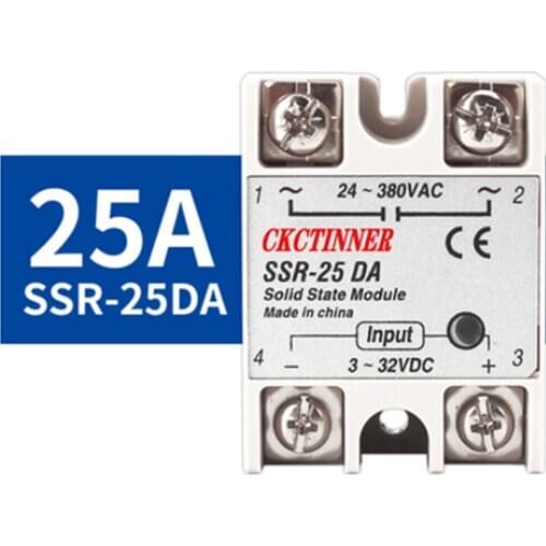 DC SSR-40DA/25DA/10DA AC 3-32VDC Input 24-380VAC Single Phase Solid State Relay