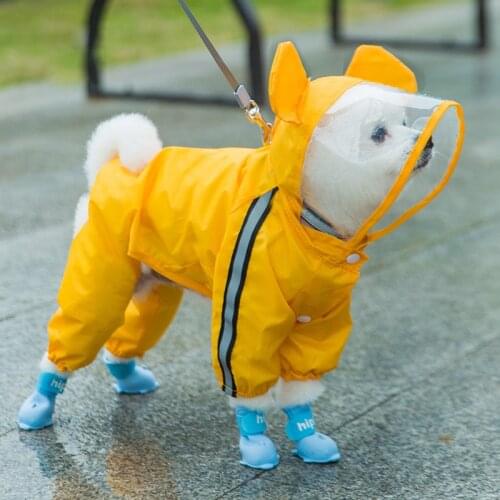 Cartoon Dinosaur Dog Raincoat Jacket Hoodies Cute Pet Waterproof Clothes Breathable Clothing For Dogs Chihuahua Pitbull Bulldog