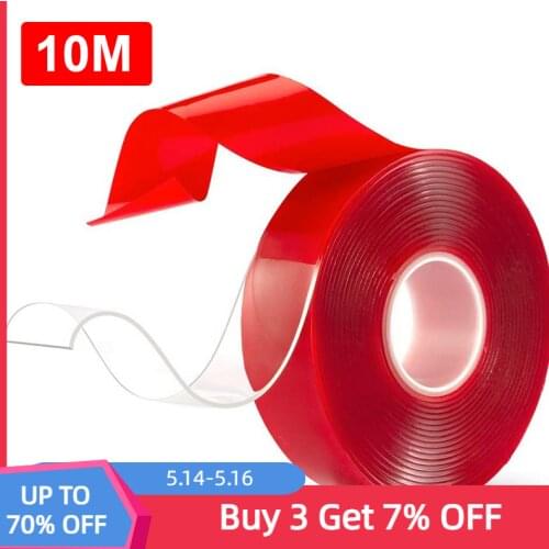 10M Double Sided Adhesive Tape Transparent Acrylic Heavy Duty Cuttable Mounting Tape 25/30/35MM Width for Home Decor Paste Photo