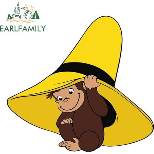 EARLFAMILY 13cm x 12cm for Monkey George Decal Car Bumper Window Funny Graffiti Sticker Waterproof Fashion Occlusion Scratch