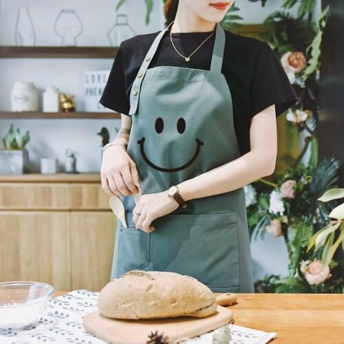 Apron home kitchen waterproof and oilproof cute overalls Korean fashion cooking waist men and women aprons logo print