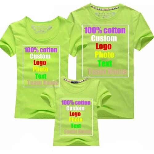 2019 custom logo photo text printing father and mother T-shirt parent-child wear DIY cotton T-shirt personalized custom