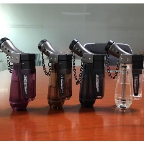 Honest transparent gas straight Power lighter visible gas blue flame small spray gun metal welding torch kitchen smoking set