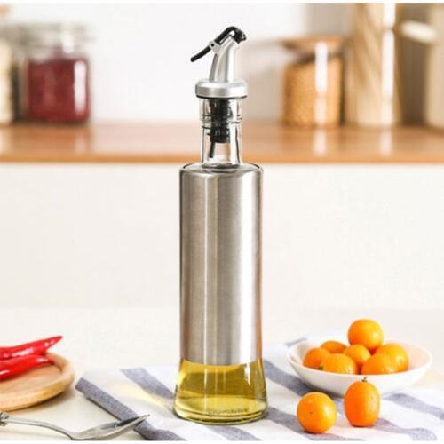 300ML Kitchen Glass Oil Bottle Stainless Steel Leak-Proof Soy Sauce Vinegar Storage Dispenser Kitchen Tools Accessories