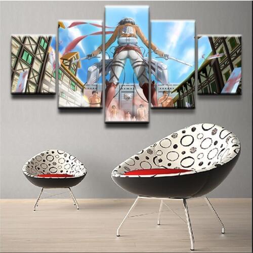 Canvas Pictures Home Decor Paintings 5 Pieces Attack On Titan Animation Wall Art Prints Poster Hotel Modular Living Room Frame