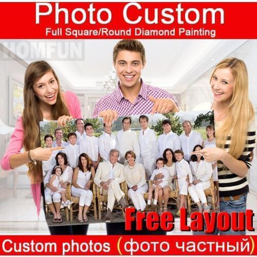 HOMFUN,Photo Custom,Diamond Embroidery,DIY,5D,Private Custom,Diamond Painting,Cross Stitch,3D,Diamond 5D,Decoration,Gift