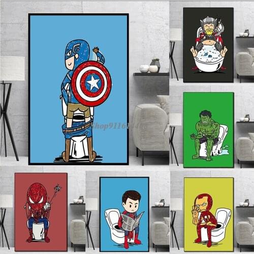 Canvas Painting Marvel Movie Cartoon Avengers Spiderman Hulk Captain America Poster Prints Wall Art Picture kids Home Room Decor