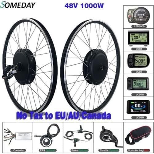 SOMEDAY Electric Bicycle Conversion Kit 48V 1000W Front BLDC Hub Motor 20/24/26/27.5/28/29 inch 700C Wheel For E-bike