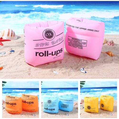 2pcs Kids Swimming Arm Ring Foldable PVC Inflatable Safety Durable Swimming Arm Band Rings Children Float Air Sleeves Circle