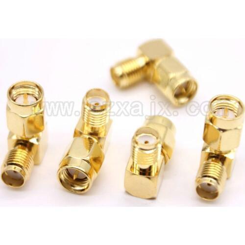 JX connector wholesale 100PCS SMA to SMA connector 90 degree right angle SMA male to female adapter screw the needle adapter
