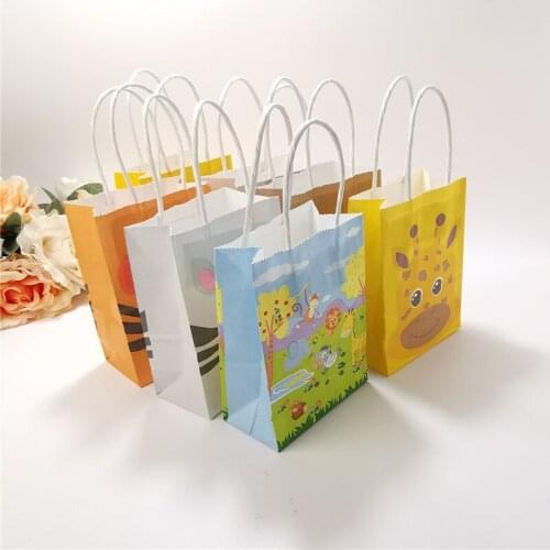 6pcs Safari Animals Favor Box Packaging Gift Box Paper Bags Birthday Party Decoration Event Party Supplies Candy Dragee Box