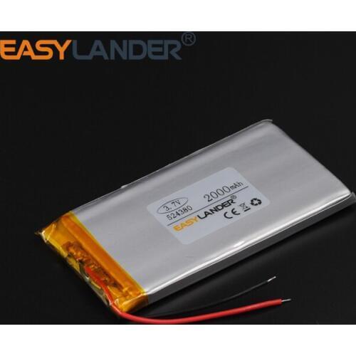5.2x43x80mm 3.7V 2000mAh Rechargeable li Polymer Li-ion Battery For tablet PC iPAQ Power Bank Portable DVD Consumer PDA 524380