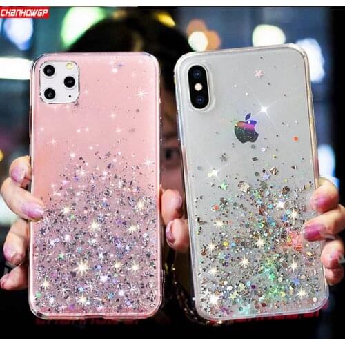 Fashion Transparent Bling Glitter Case For iPhone 11 Pro Max 11 Pro 11 XS XR X XS Max 6s 6 7 8 Plus Phone Cases Soft TPU Cover