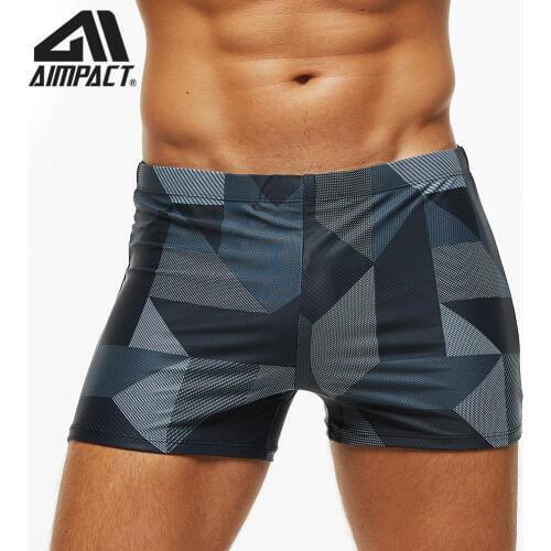 AIMPACT Mens Swim Shorts Fashion Sexy Surf Sea Beachwear Swimming Trunks Summer Holiday Square Leg Water shorts AM8158