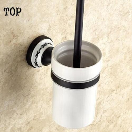 Archaize toilet brush holder set Black toilet cup All copper bathroom pendant The toilet brush hea