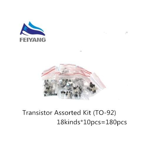 Transistor Assorted Kit (TO-92) 18kinds*10pcs=180pcs 2N2222 S9013 S9014 S9015 S9018 S8050 S8550 5551 5401 2N3904 2N3906 C1815