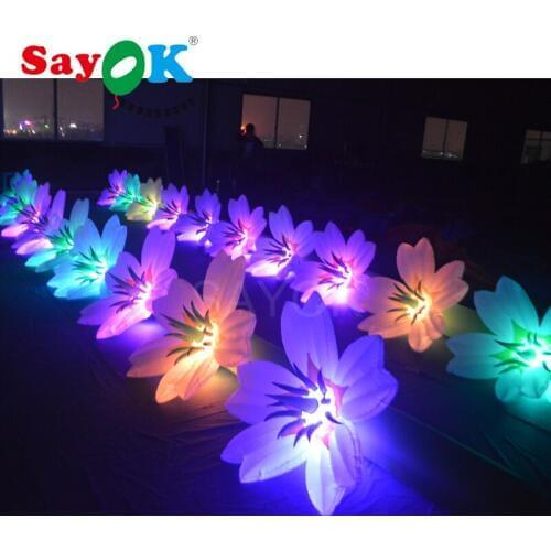 Sayok 10m x 2/lot Inflatable Flower Chain with 16 Color Changing Lights for Wedding Valentines Day Decorations