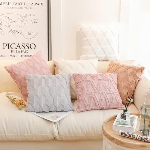 Geometric Sofa Plush Pillow Case Elegant Winter Warm Throw Pillows Hotel Office Living Room Cushion Pillow Cover Decoration