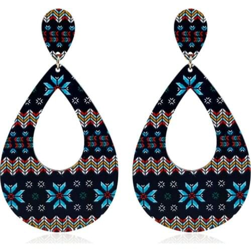 New Design Beautiful Vintage Multicolor Enamel Statement Flower Dangle Earrings Retro Women Geometric Drop Earrings