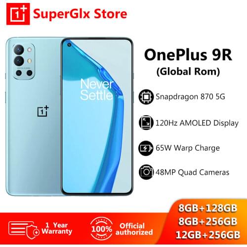 Original Global Rom OnePlus 9R 5G Smartphone 9 R Snapdragon 870 8GB 128GB 6.55'' 120Hz AMOLED Screen 65W Warp Mobile Phone