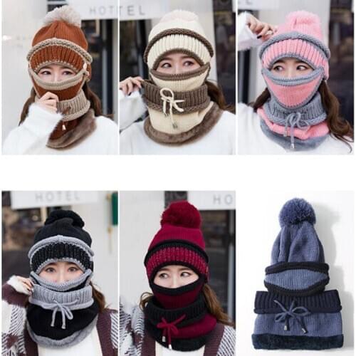 Casual Women Solid Adult Woolen Caps Cover Head 3pcs/lot Autumn Winter Cotton Hat Winter Skullies Hat Warm Acrylic Hats