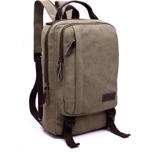 Backpack Mens Square Style Double Shoulder Bag Package Canvas High Quality Pack Practical Wear-Resistant Waterproof Small Size
