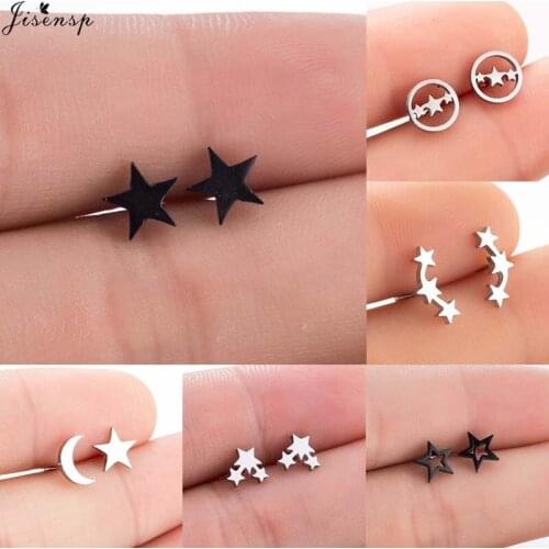 Jisensp 2020 New Fashion Stars Earrings Stainless Steel Geometric Stud Earrings for Women Statement Jewelry Party Gift