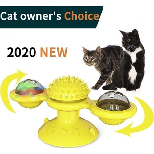 Windmill Cat Toy Turntable Teasing Interactive Cat Toys Interactive With Catnip Cat Scratching Tickle Pet Ball Toys Cat Supplies