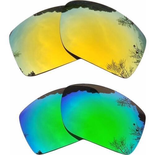 Green & 24K Gold Mirrored Polarized Replacement Lenses for Big Taco Frame 100% UVA & UVB