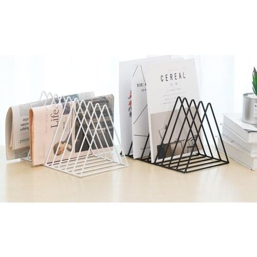 Iron Art Magazine Bookshelf Creative Nordic Multifunction Triangle Magazine Book Display Sundry Storage Wall-mounted Decoration