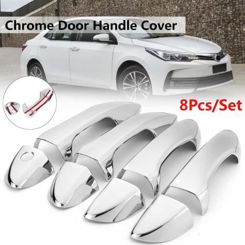 1 8pcs/Set ABS 4 Door Handle Covers For Toyota Corolla 2014 2015 2016 2017 2018 Car Styling Frame Decoration Carbon Chrome Black