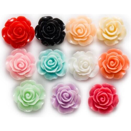 10 Pcs Rose Flower Resin Flatback Cabochon Scrapbooking Embellishment Headwear Jewelry DIY Phone Decoration Craft Making 10mm