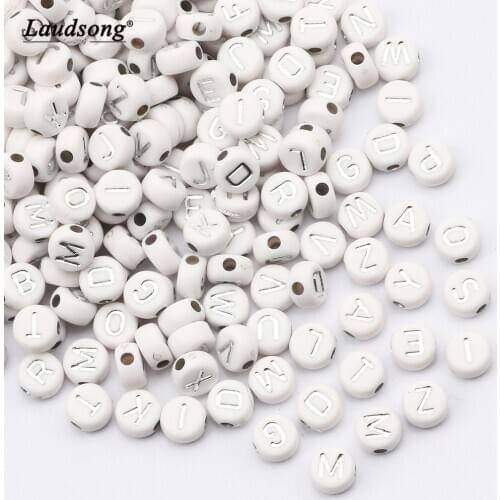 100/200/300/400/500PCS Acrylic Spaced Beads Round Random Letter Alphabet Beads For Jewelry Making DIY Handmade Charms Bracelet
