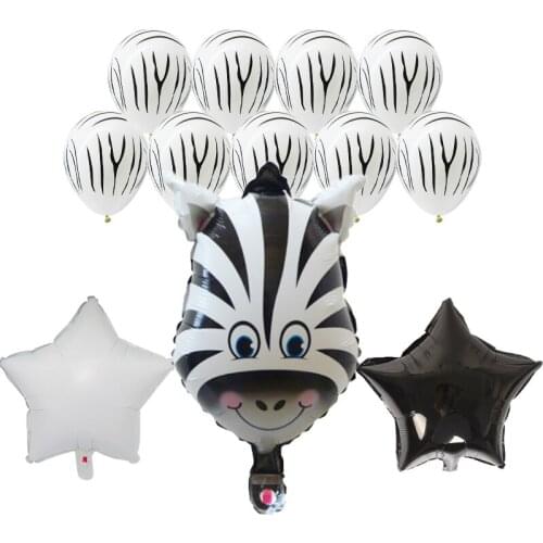 13pcs/lot Cow Tiger Zebra Lion Head Foil Balloons Baby Shower Birthday Animal Theme Party Decoration Kids Toys Supplies Globos