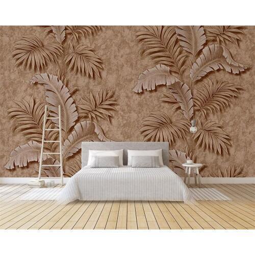 Beibehang Custom wallpaper 3D three-dimensional relief tropical plants TV background wall living room bedroom mural 3d wallpaper